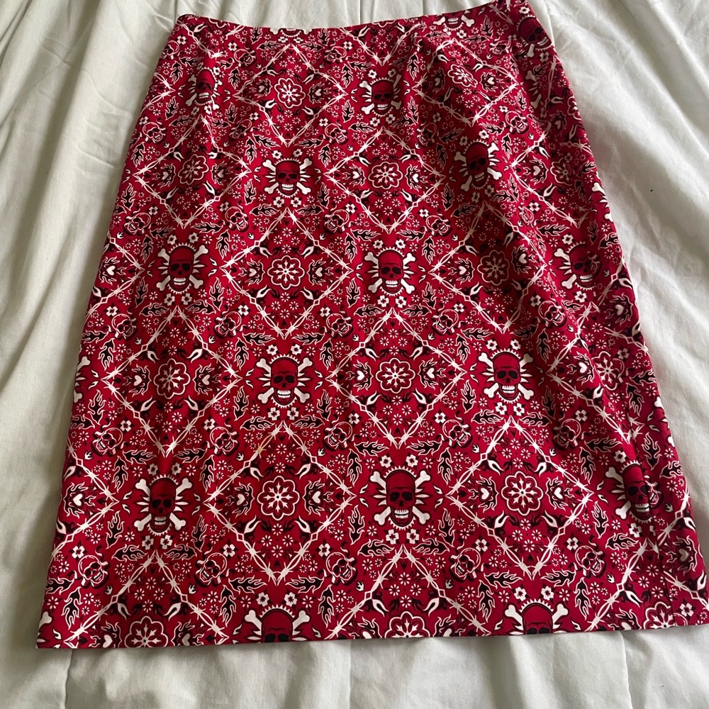 Rockabilly Bandana Skulls Pencil Skirt LG